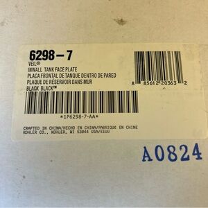 Kohler 6298-7 Veil Inwall Tank Face Plate Black